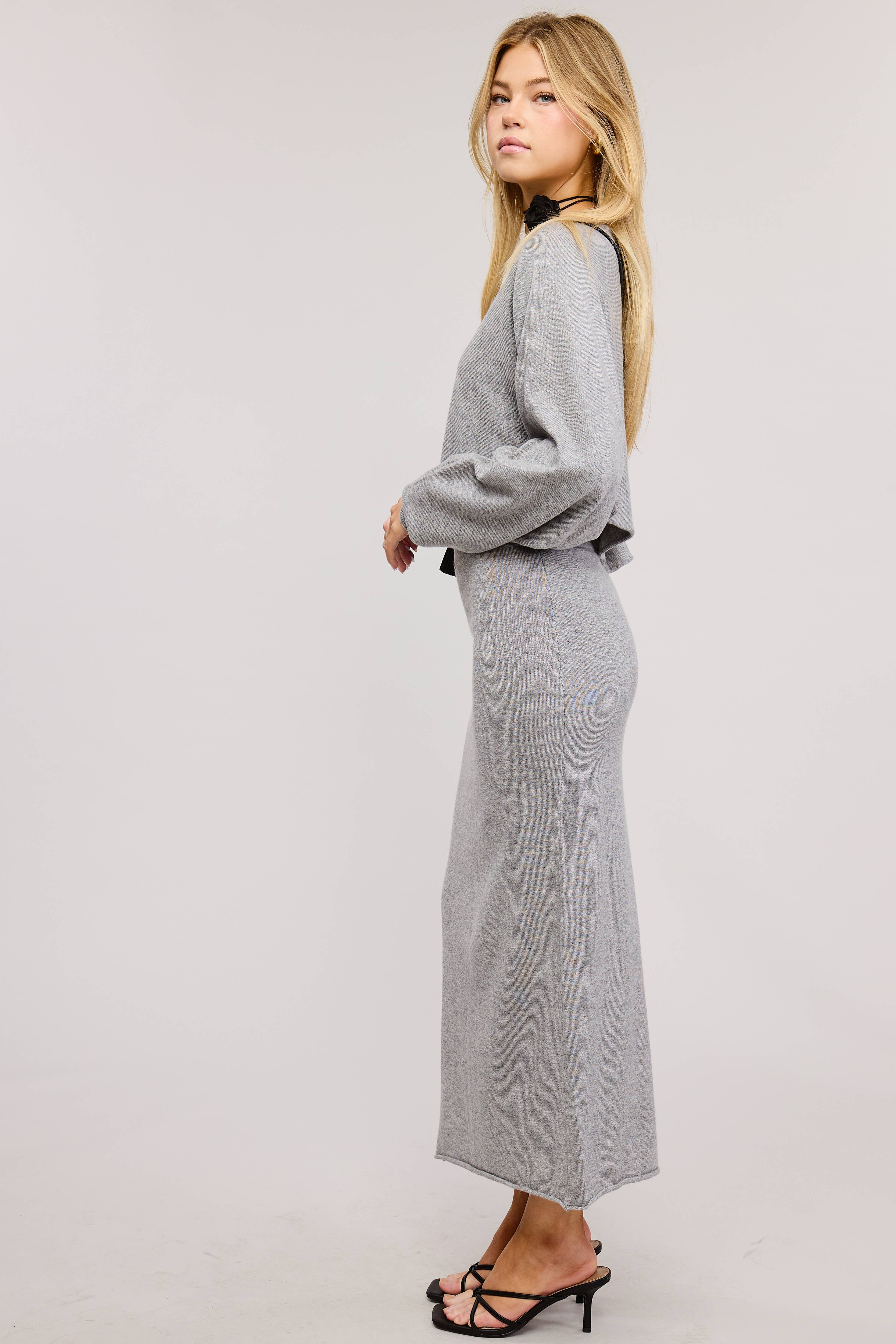 Mimosa - Wholesale Top & Skirt Set - Women's - Asymmetrical Knit Top & Midi Skirt Matching Set5