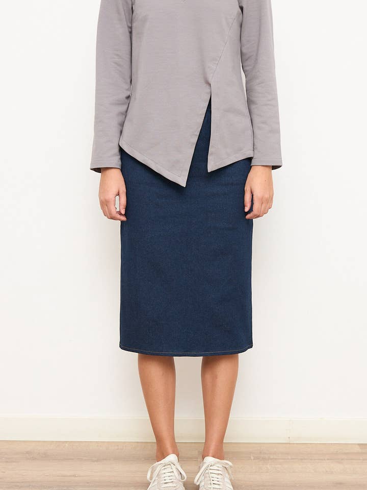 STRAIGHT MIDI DENIM SKIRT for wholesale by Cottyfish