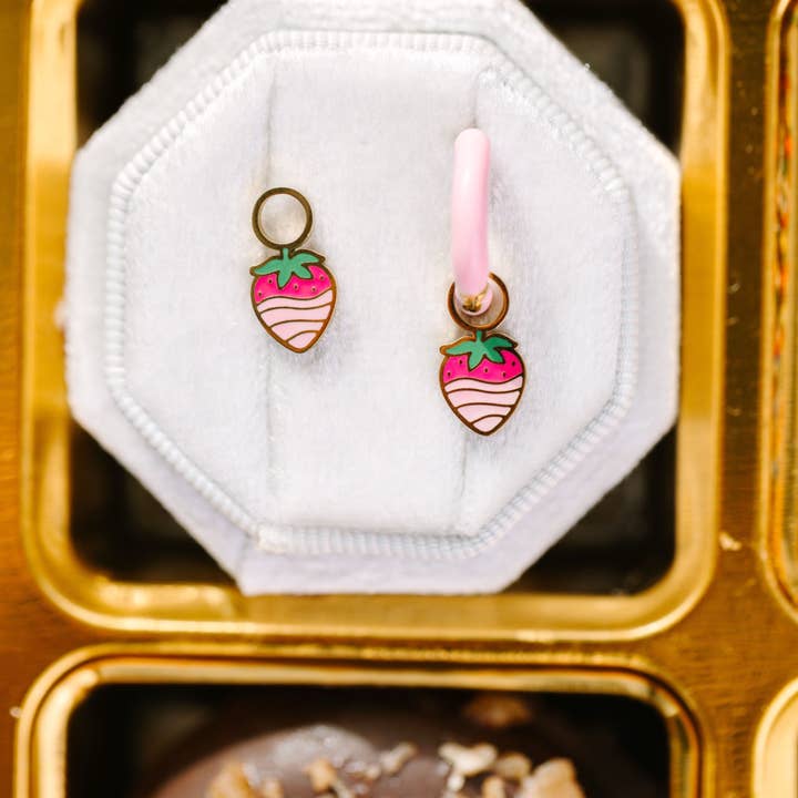 Chocolate Dipped Strawberry Charms for wholesale by Pierced Co