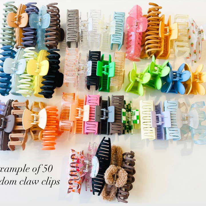 The Wildflower Company - Wholesale Hair Clip - Women's - 50 Random Hair Claw Clips Assortment