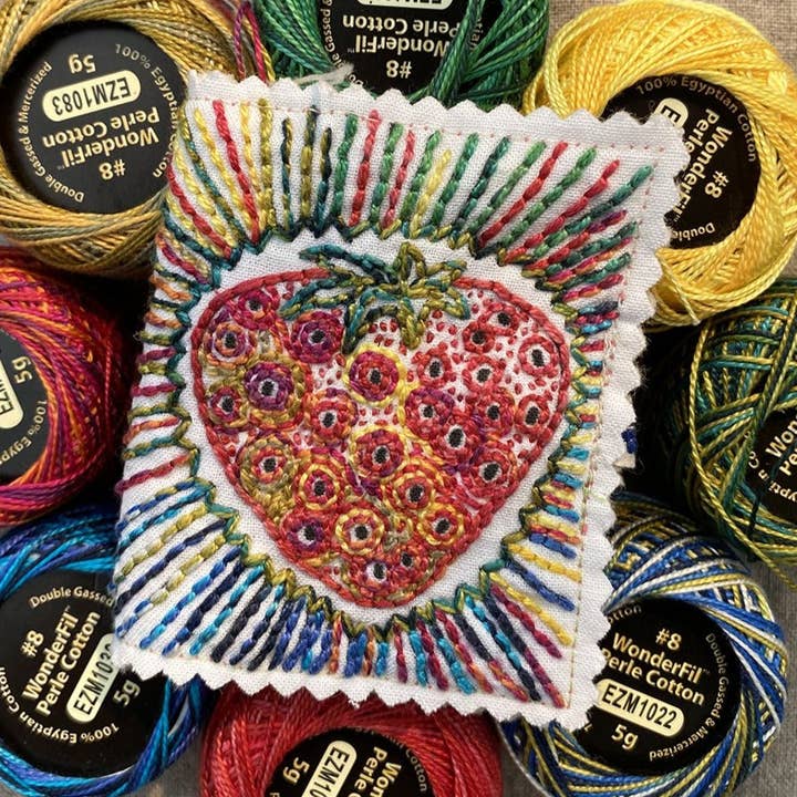 Strawberry Needle Book Project Printed Sampler for wholesale by Dropcloth Samplers