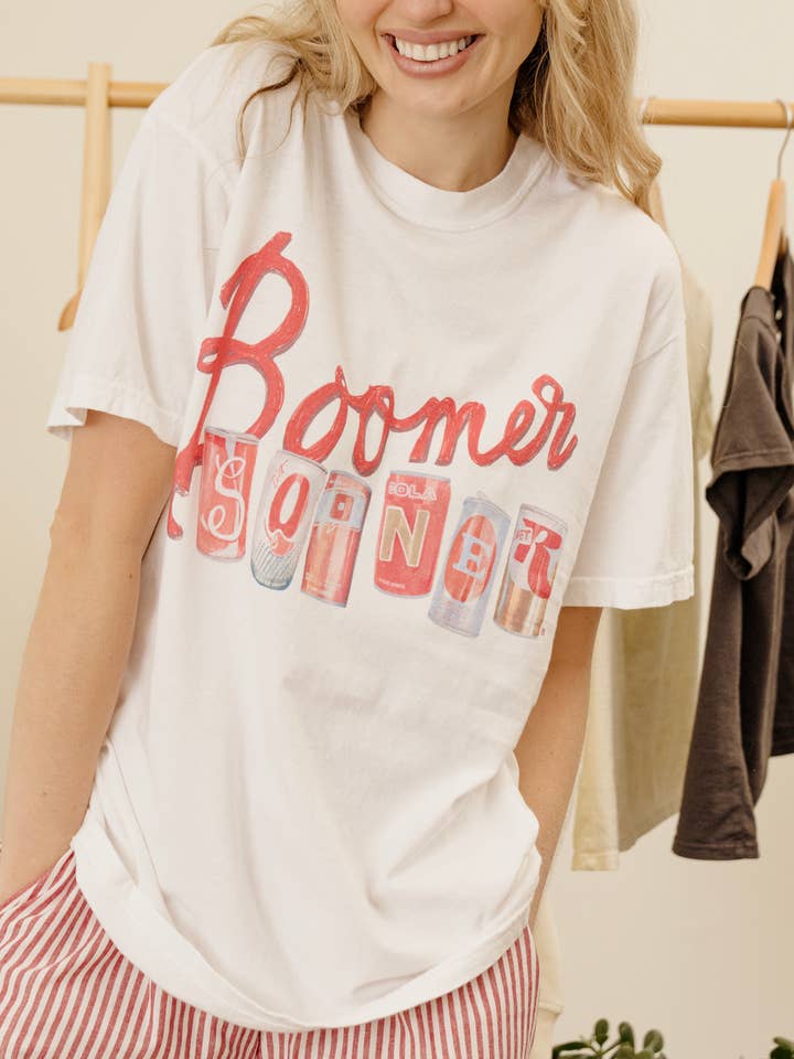OU Oklahoma Boomer Sooner Cans White Ellie Perfect Tee for wholesale by LivyLu