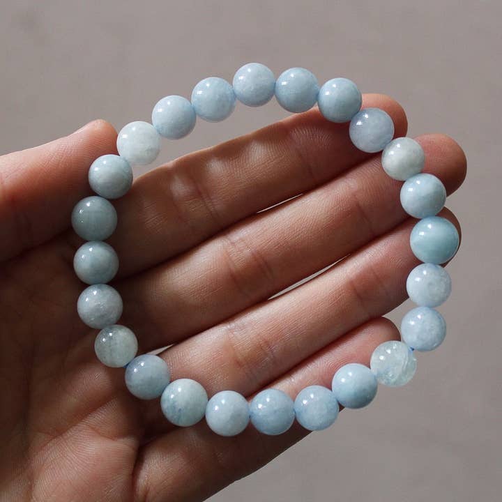 Pebble House - Wholesale Beaded Bracelet - Aquamarine Bracelet 4mm/6mm/8mm - Crystals & Stones