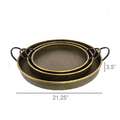 HomArt - Wholesale Decorative Tray - Archer Galvanized Trays, Round - Set of 3