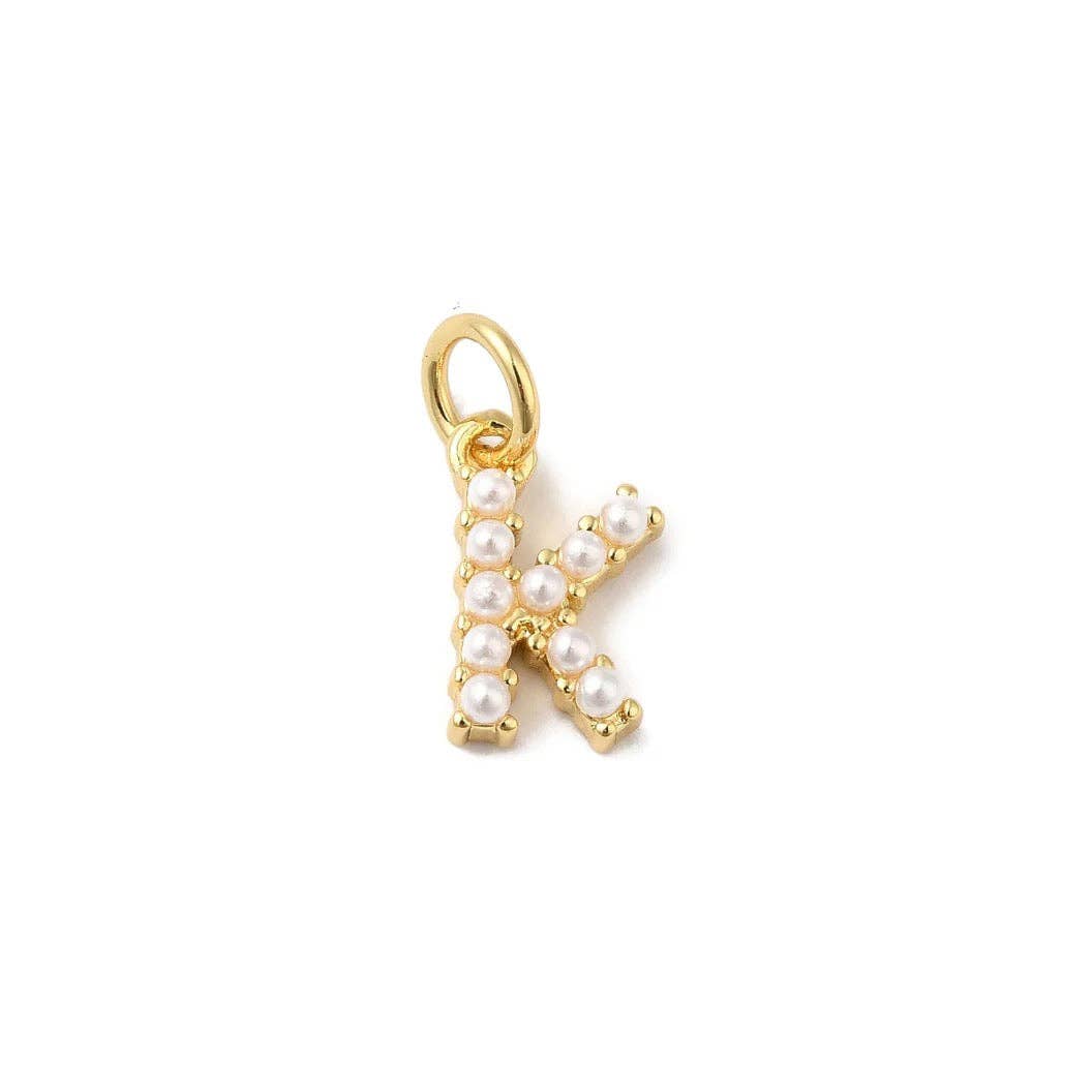 The Charm Bar Company - Wholesale Individual Charm/Pendant - Gold Large Pearl Initial Letter | Alphabet Charm10