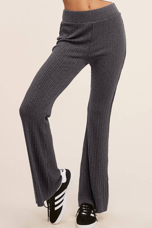 La Miel - Wholesale Lounge Sweatpants/Joggers - Women's - JAP4174-Basic Ribbed Fitted Silhouette Loungewear Pants12