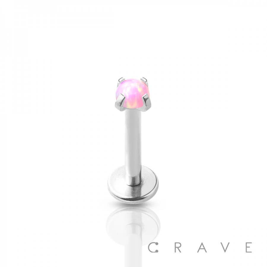 CRAVE - Wholesale Jewelry Set - OPAL PRONG SET TOP 316L SS INTERNALLY THREADED LABRET8