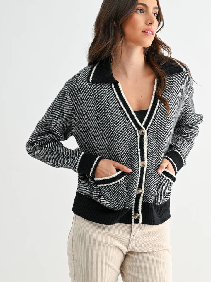 Camellia - Wholesale Knit Sweater - Women's - CW10236E HERRINGBONE KNIT CARDIGAN12