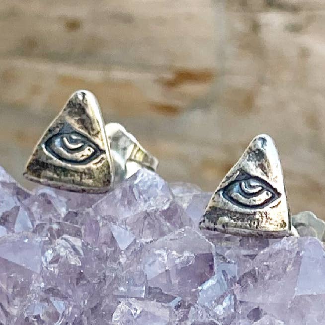 Pour Vida - Wholesale Stud/Post Earrings - Itty All Seeing Eye Studs0