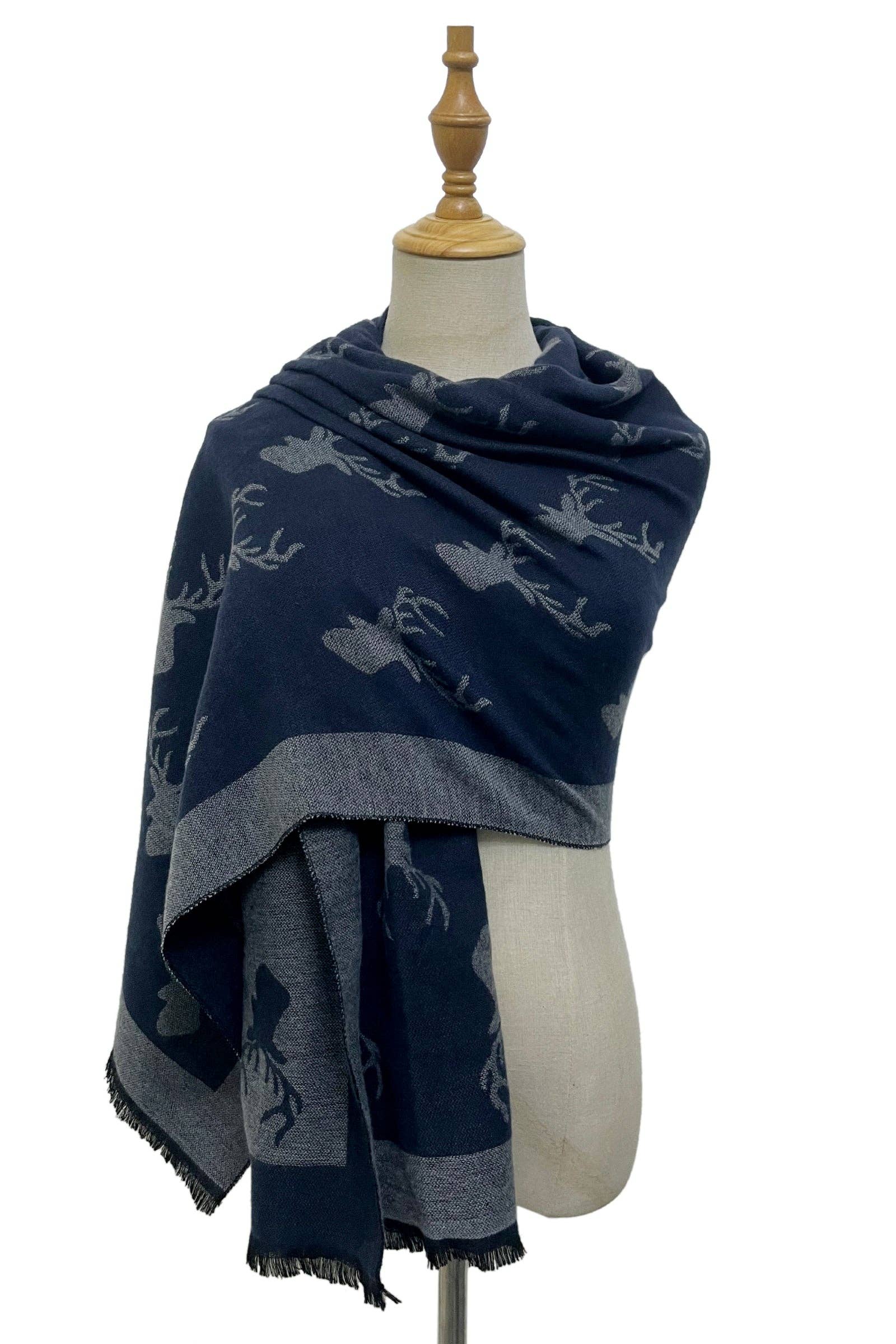Fashion Scarf World - Vente Écharpe – femme - Écharpe en laine imprimé cerf9