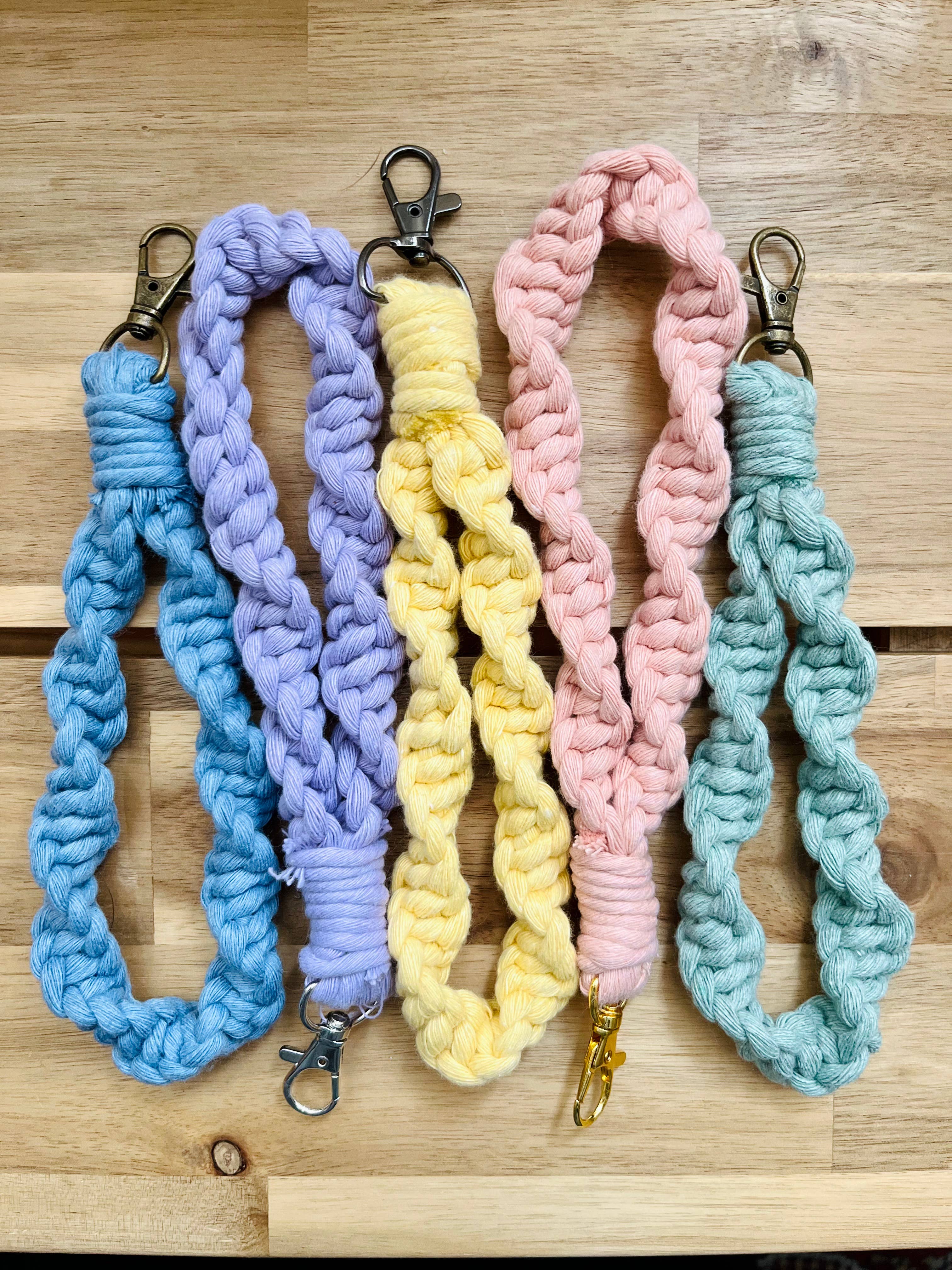 Make My Day Design - Wholesale Keychain - Women's - Spiral Knot Pastel Boho Macrame Wristlet Keychain4