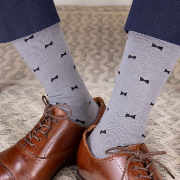 The Royal Standard - Wholesale Socks - Men's - Men's Bowtie Socks Gray/Black One Size