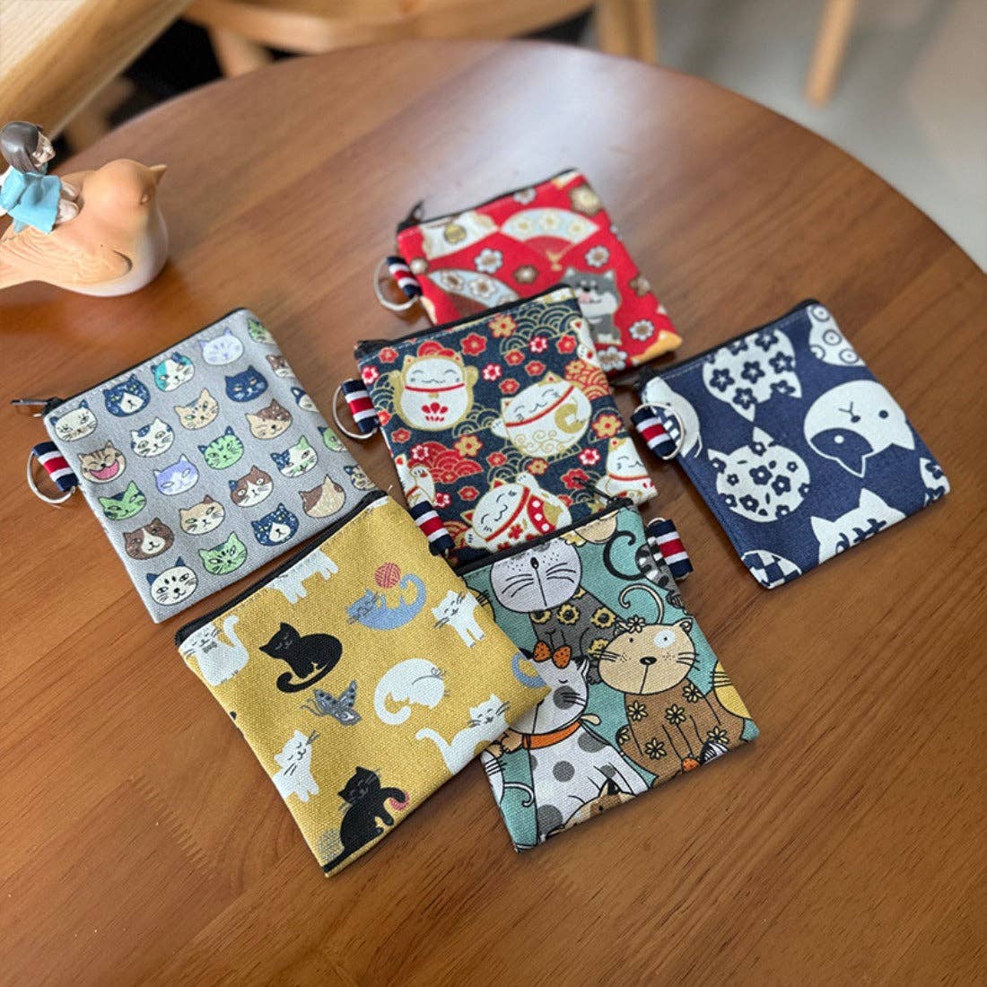 Funkyrel® Atzbranding Limited – Porta-moedas - Mulher por atacado – Cosbai - Porta-moedas com padrão de gatos em lona5