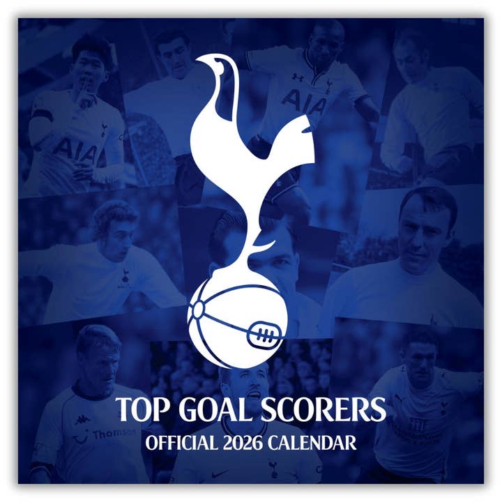 TOTTENHAM HOTSPUR FC LEGENDS 2026 SQUARE CALENDAR for wholesale by Danilo Promotions Ltd