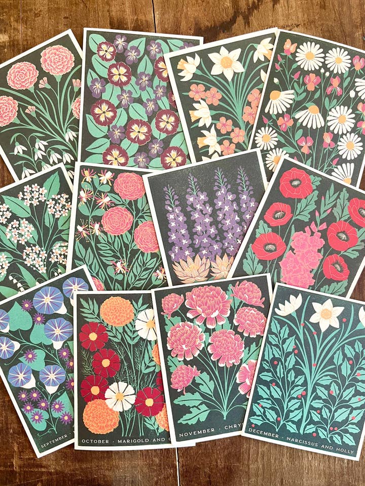 Birth Month Flowers: Complete 12 Card Boxed Set for wholesale by Katharine Watson