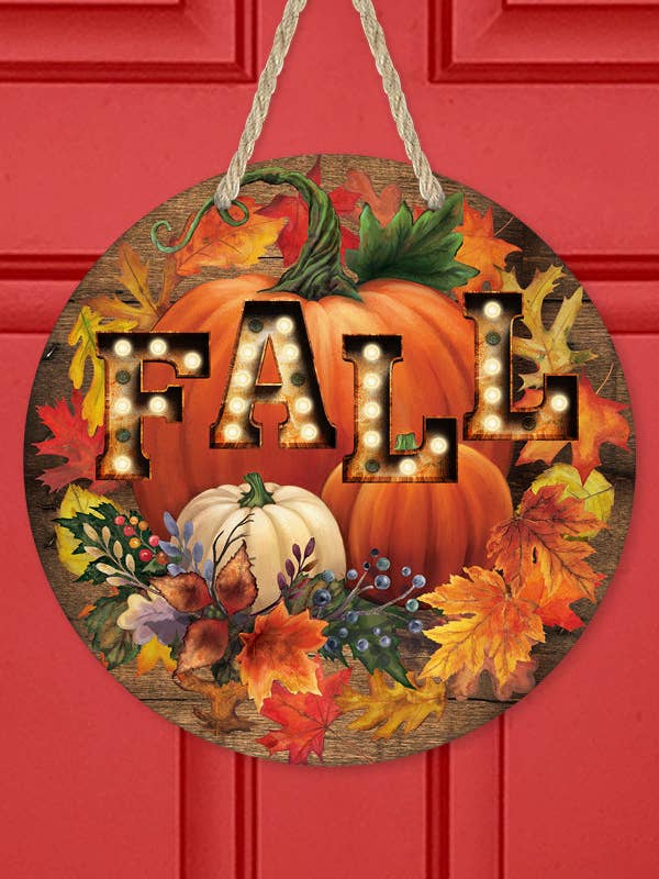 Autumn Decor Fall Marque Leaves Pumpkin Door Hanger for wholesale by Cali Boutique Wholesale