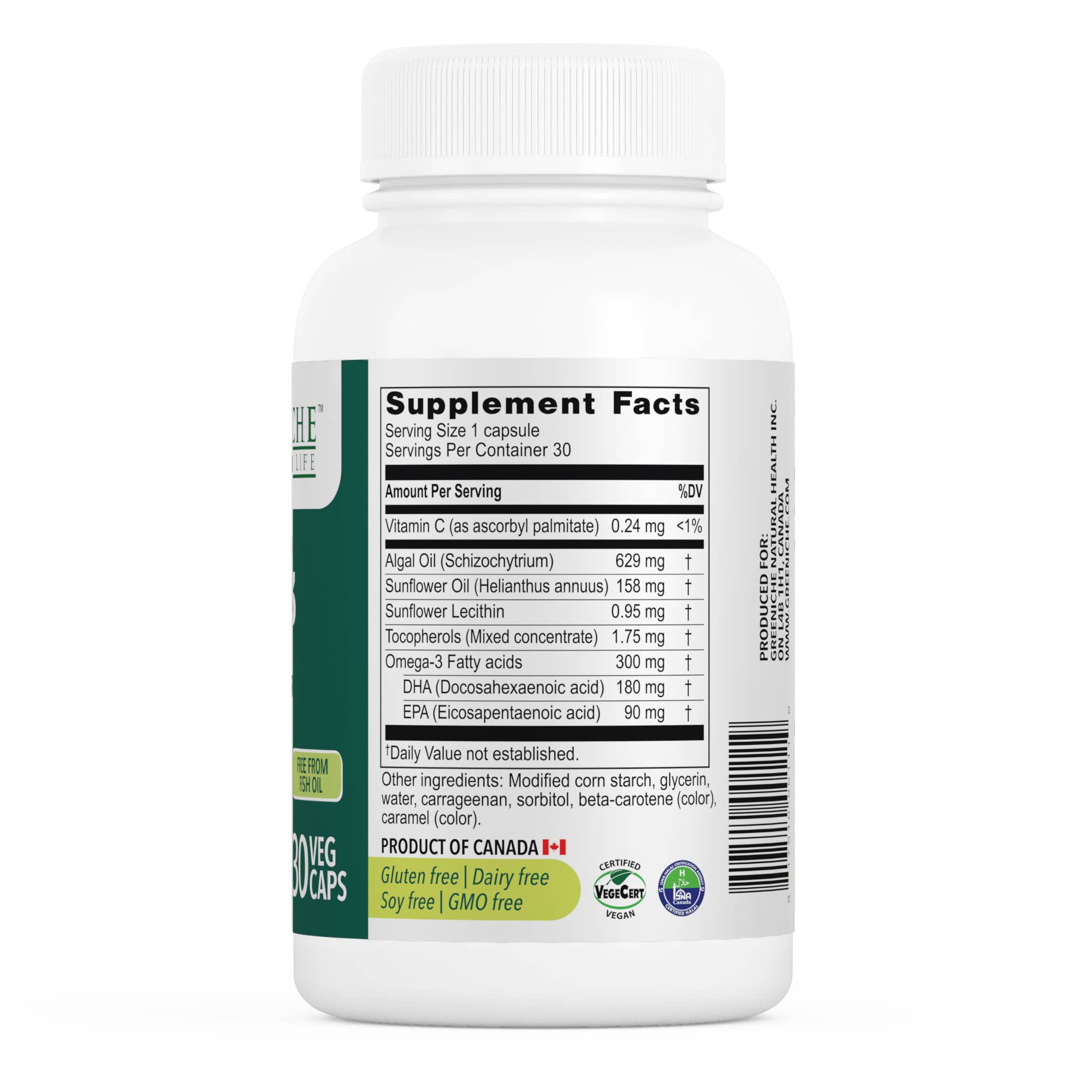 Greeniche Natural Health – Engroshandel Kosttilskud og vitaminer – Omega 3 plantebaseret oralt tilskud bløde gelkapsler2