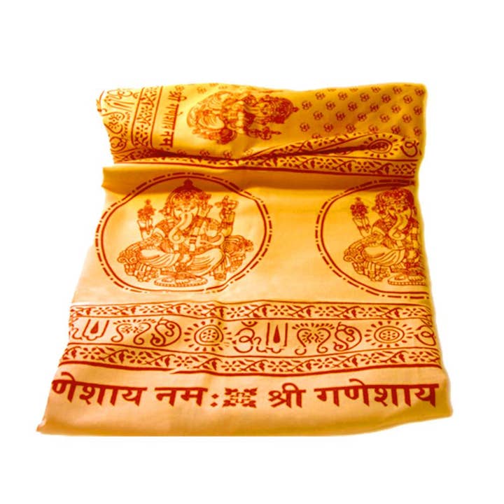 Prabhuji's Gifts - Wholesale Yoga Towel - Meditation Yoga Prayer Shawl - Ganesh - Yellow Large