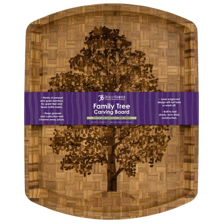 Totally Bamboo - Wholesale Cutting Board - Family Tree Carving Board with Juice Groove1