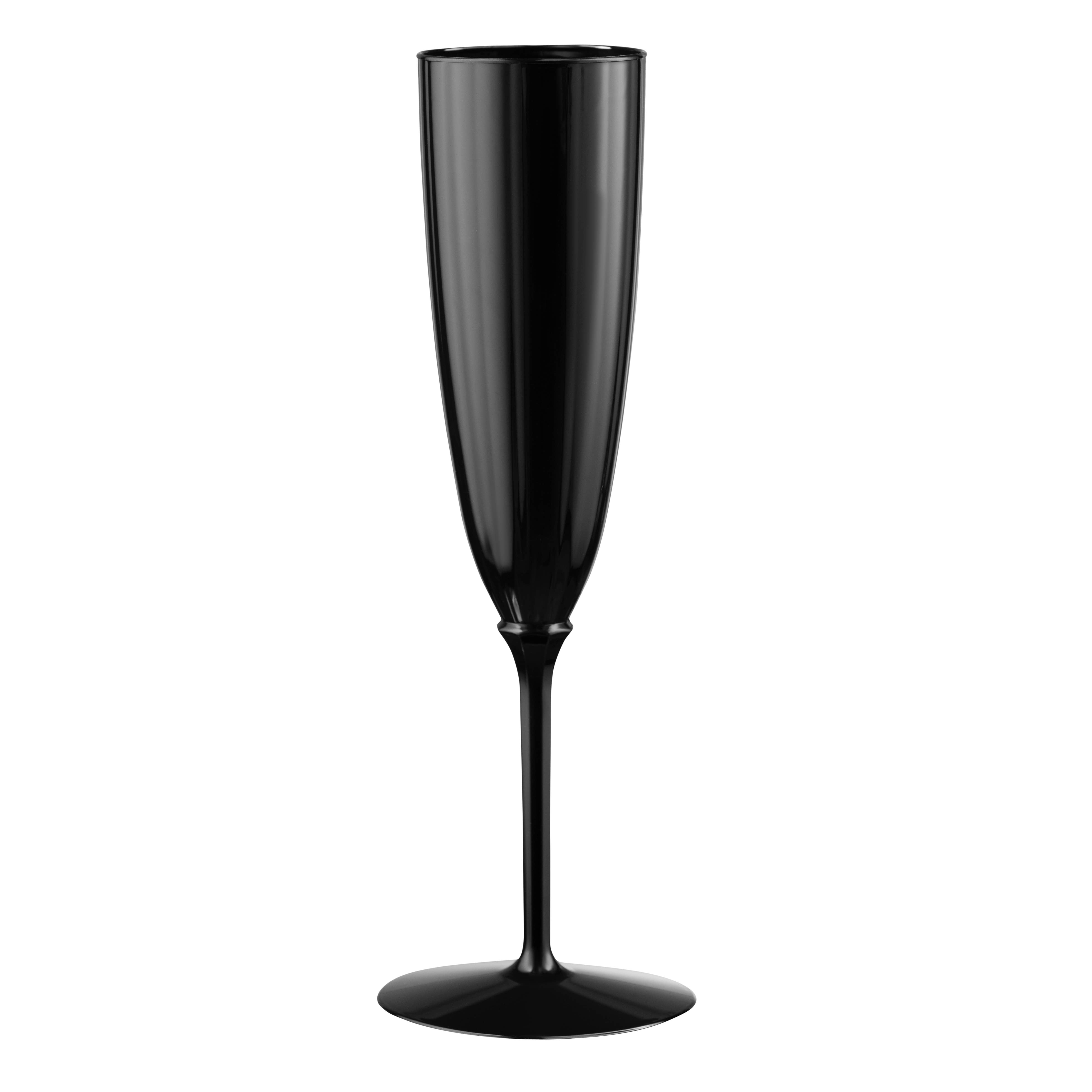 Posh Setting - Wholesale Champagne Flute - 6 Oz 1-Piece Black Plastic Champagne Flutes - 8 Pack2