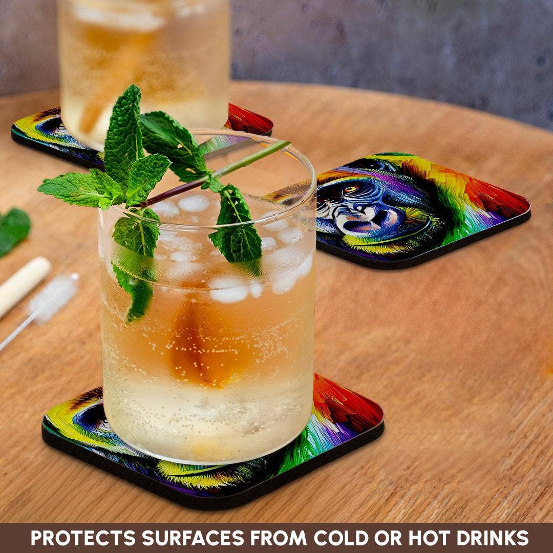 3dRose – wholesale Coasters – 3dRose, Funny Colorful Gorilla Ape Portrait. Digital Art. Gift, Charm, Coaster9