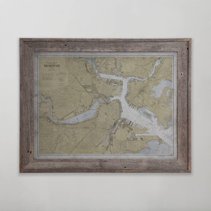 Boston Inner Harbor Map Vintage Art Print 24" x 18" for wholesale by Archive Print Co.