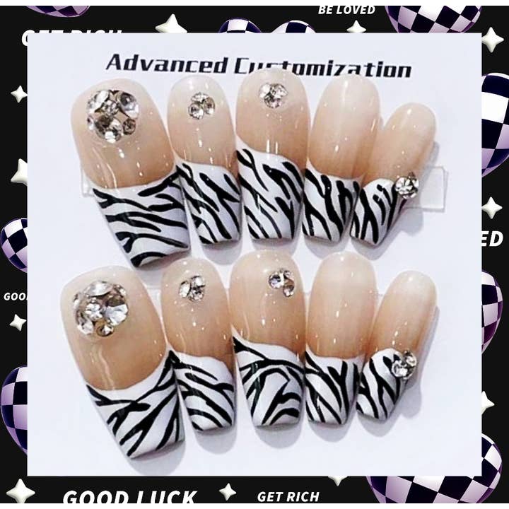 KTNN Studio Inc. - Wholesale Press-on nepnagels - Deluxe 100% handgemaakte pers op nagels - Zebra