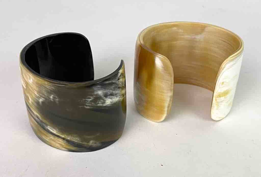 The Niger Bend - Wholesale Cuff Bracelet - Wide African cow horn cuff bracelet, assorted shades