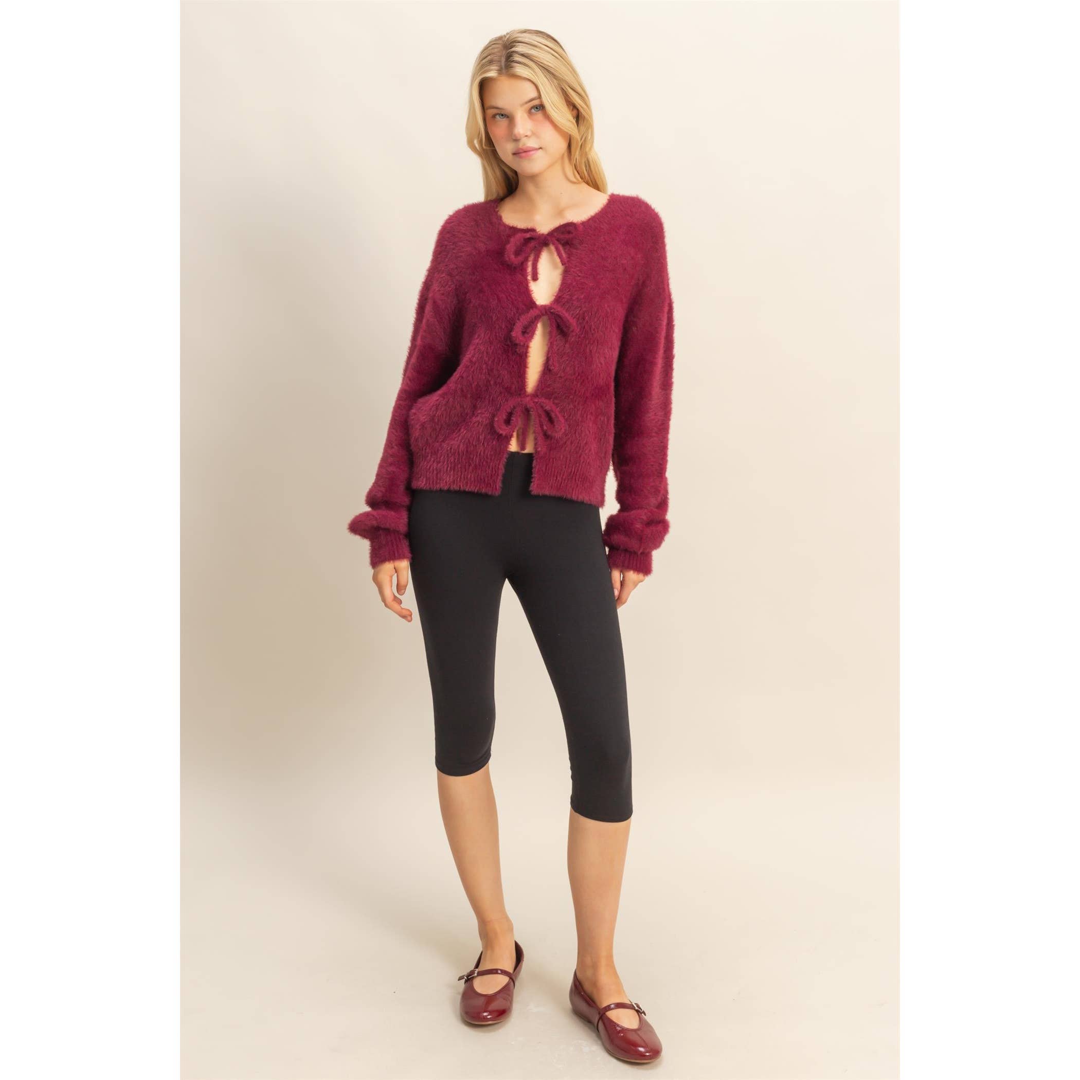 HYFVE - Wholesale Cardigan - Women's - Fuzzy Sweater With Unique Front Ties23