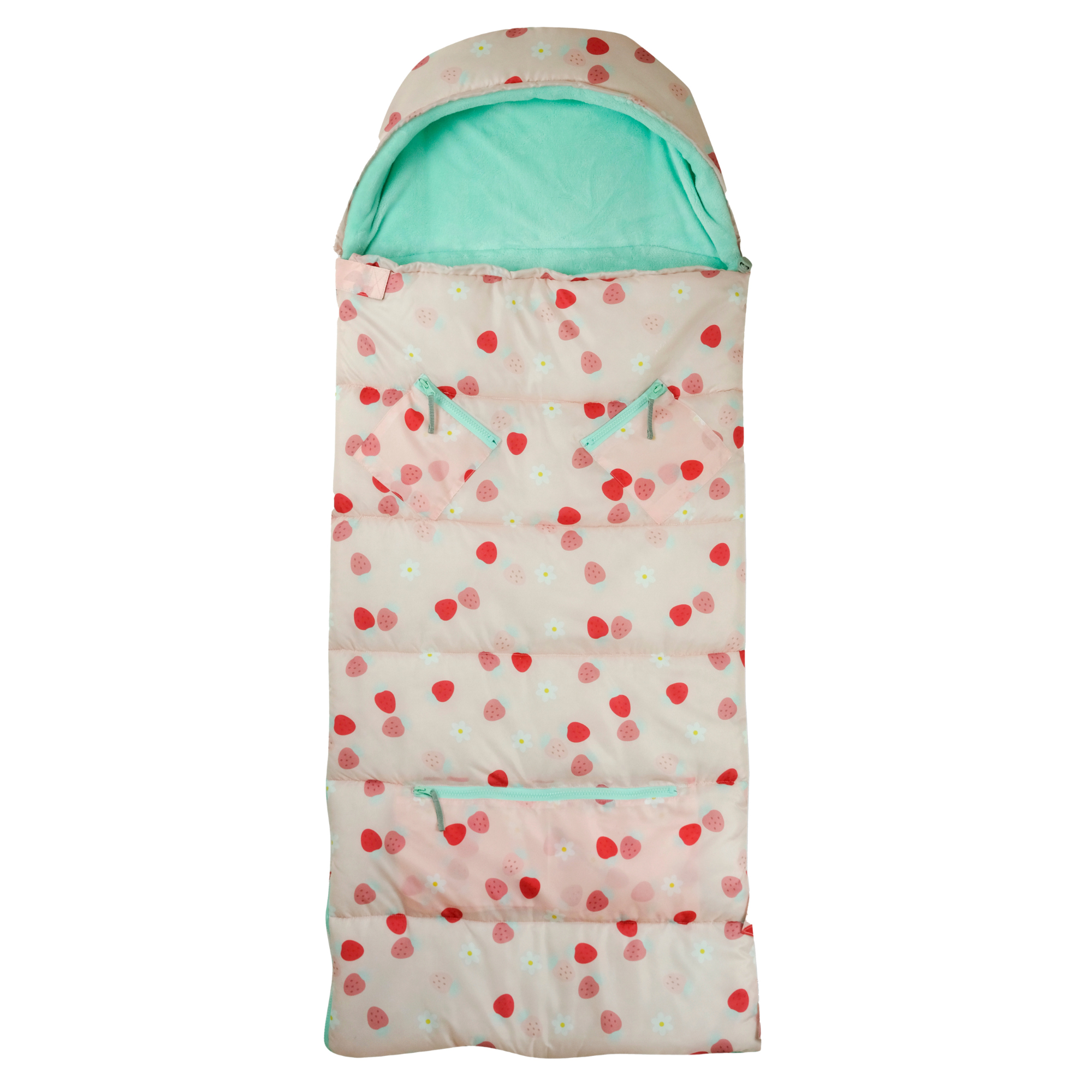 Mimish - Wholesale Sleeping Bag - Kids - Sleep-N-Pack: Packable Sleeping Bag, Little Kid 3-6 yrs - Strawberries & Daisies2