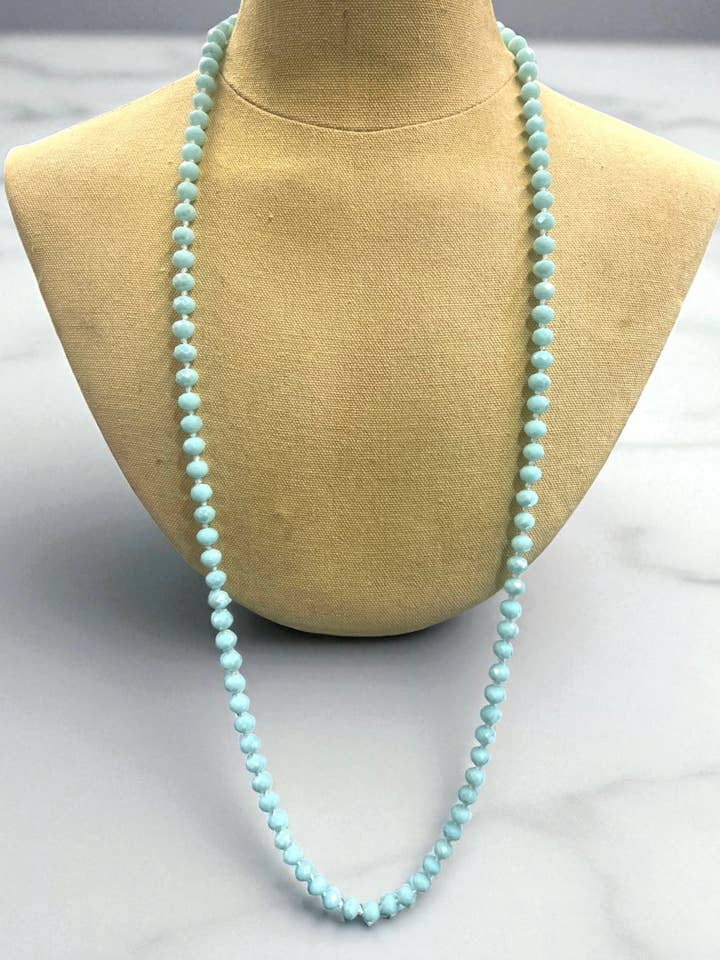 36" Handgeknoopte babyblauwe Crystal Darby Ketting voor wholesale door Ava Capri