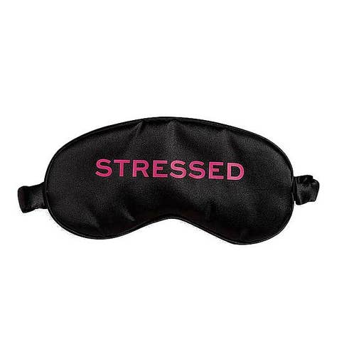 "Stressed" sleep mask black and pink for wholesale by LS GROUP