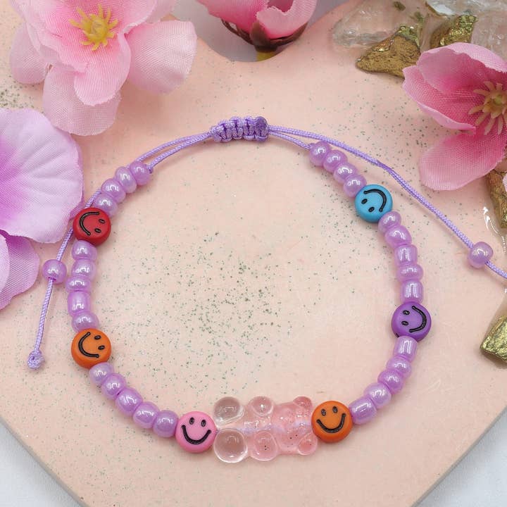 Daemon srls - Wholesale Beaded Bracelet - WINNY~ BRACCIALE-CAVIGLIERA DI PERLINE REGOLABILE CON SMILES E ORSETTO4