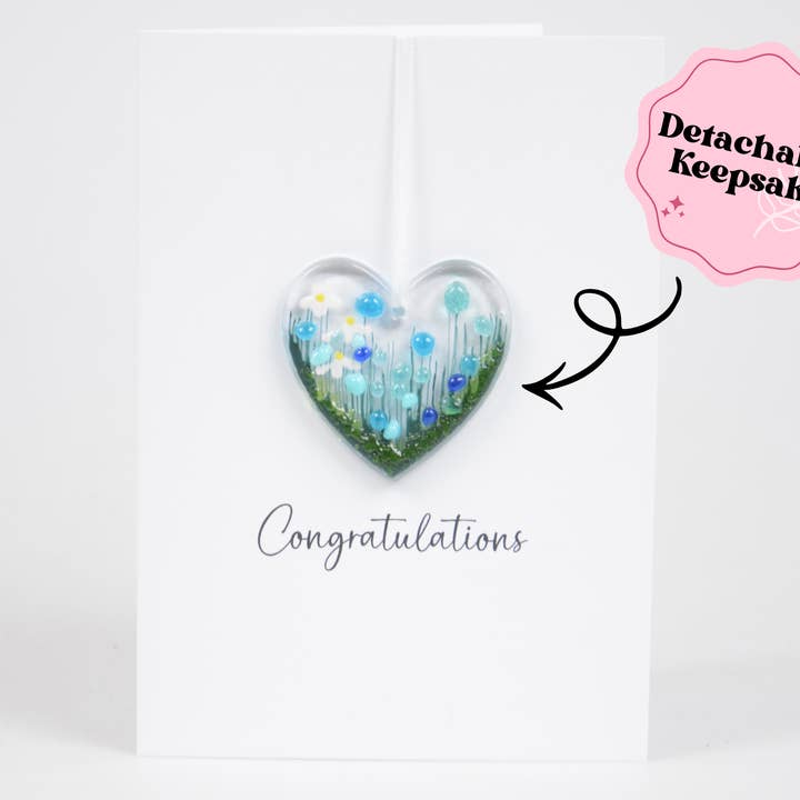 Flettet glas hængende aftageligt hjertekort - Tillykke for engroshandel hos Pam Peters Designs