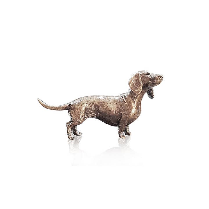 Richard Cooper Bronze - Wholesale Decorative Figurine - Butler & Peach Miniature Bronze Dachshund (2082)