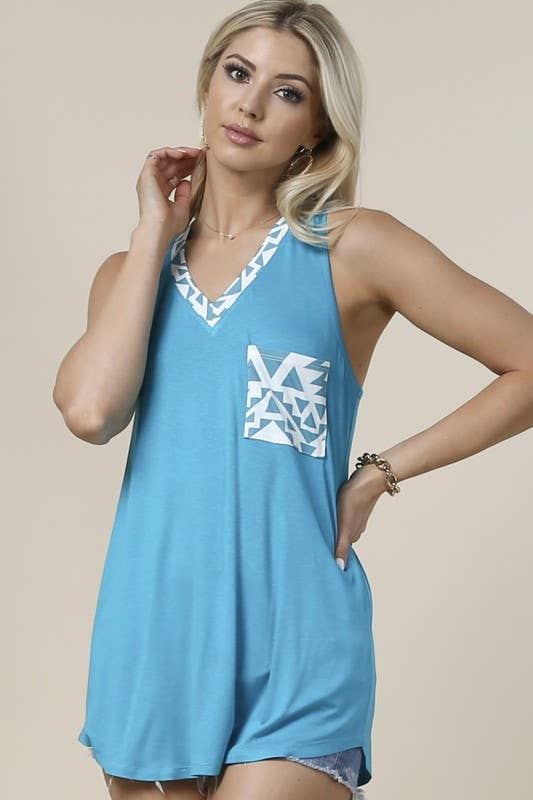 Avery – Engroshandel Tunika - Dame – AV1129-JULIA GEO PRINT FARVE BLOK TOP0