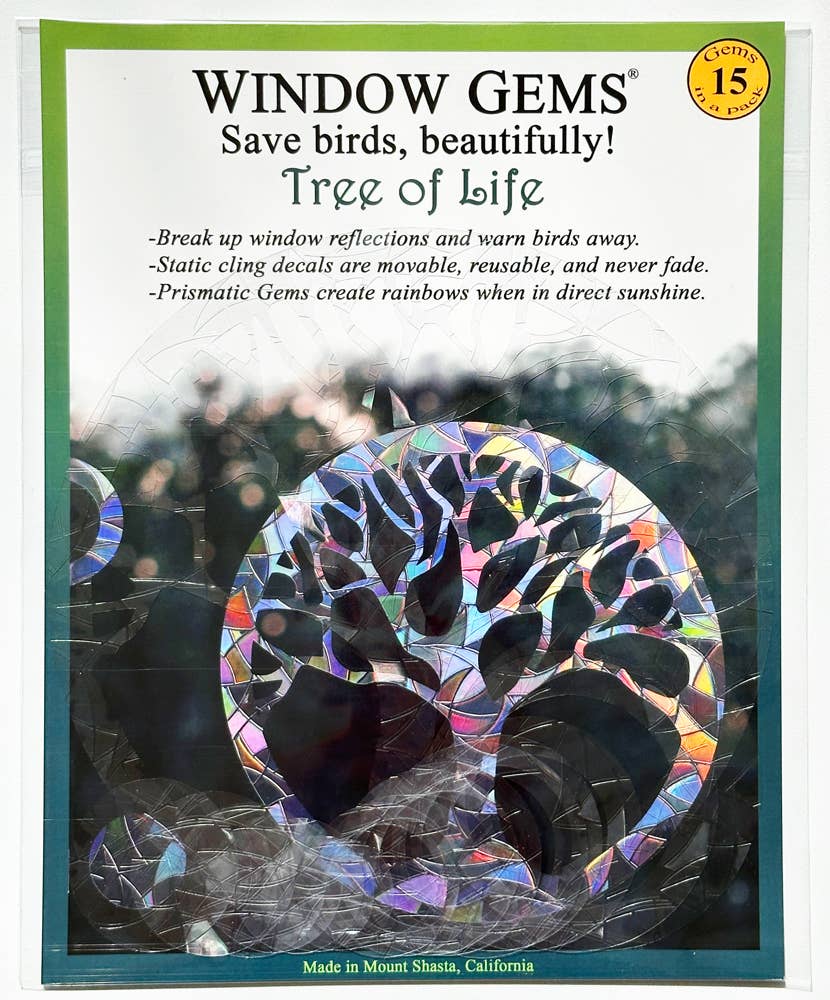 Window Gems - Wholesale Suncatcher - Tree of Life Window Clings Prismatic Suncatcher, Bird Safety4
