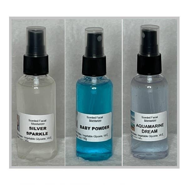FACIAL SPRITZ- Silver Sparkle, Baby Powder, Aquamarine Dream for wholesale by Sweet Scent