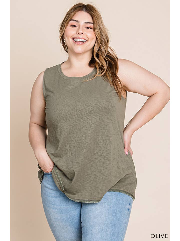 Cotton Bleu - Wholesale Tank Top - Women's - 63641_CURVY - Women's Washed Cotton Slub Tank Top9