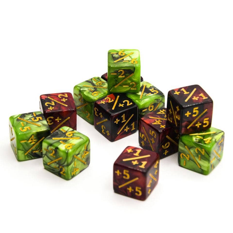 Tabletop Dominion Limited - Wholesale Dice - 16mm D6 Dice Counters | Red & Green | 12 Pack2