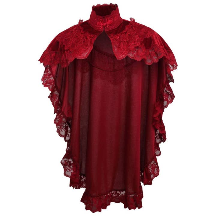 Daisy Corsets - Wholesale Capelet - Women's - Dark Red Velvet & Lace Capelet