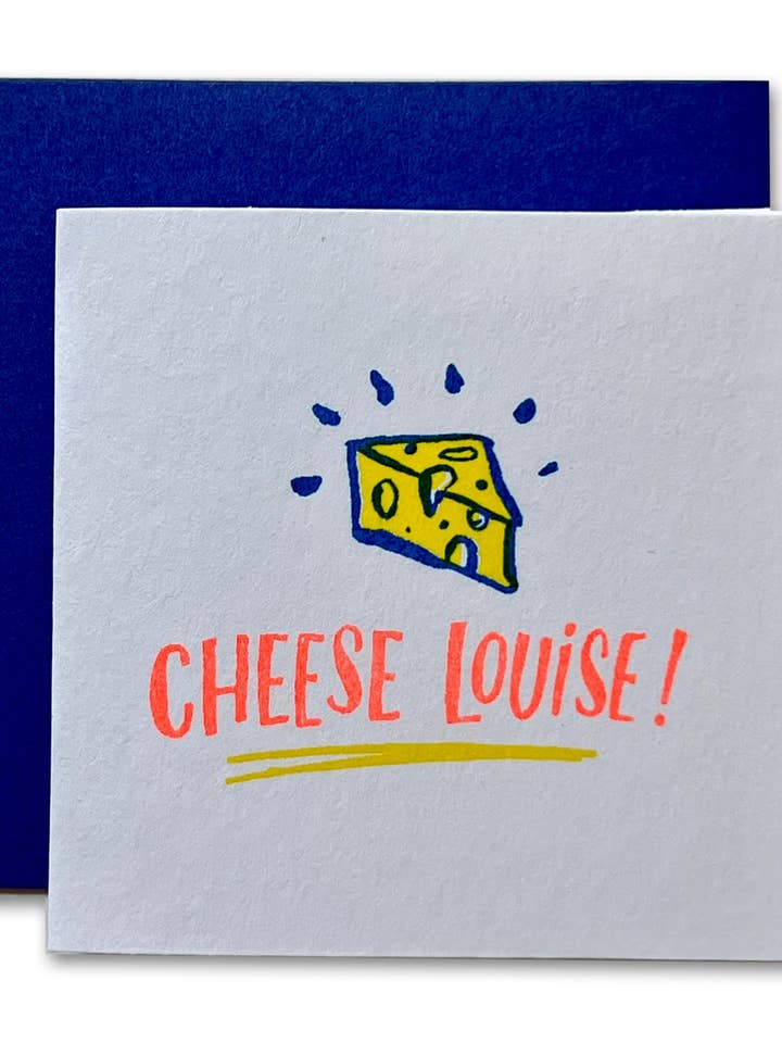 Cheese Louise Risograph Tiny Card for wholesale by Ladyfingers Letterpress