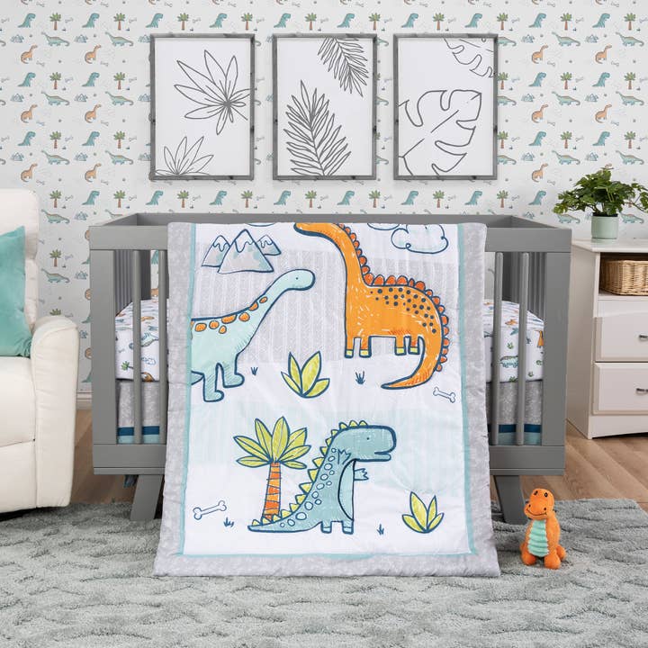 Dinosaur Million Years 4-delige beddengoedset voor wiegjes van Sammy & Lou® voor wholesale door Trend Lab