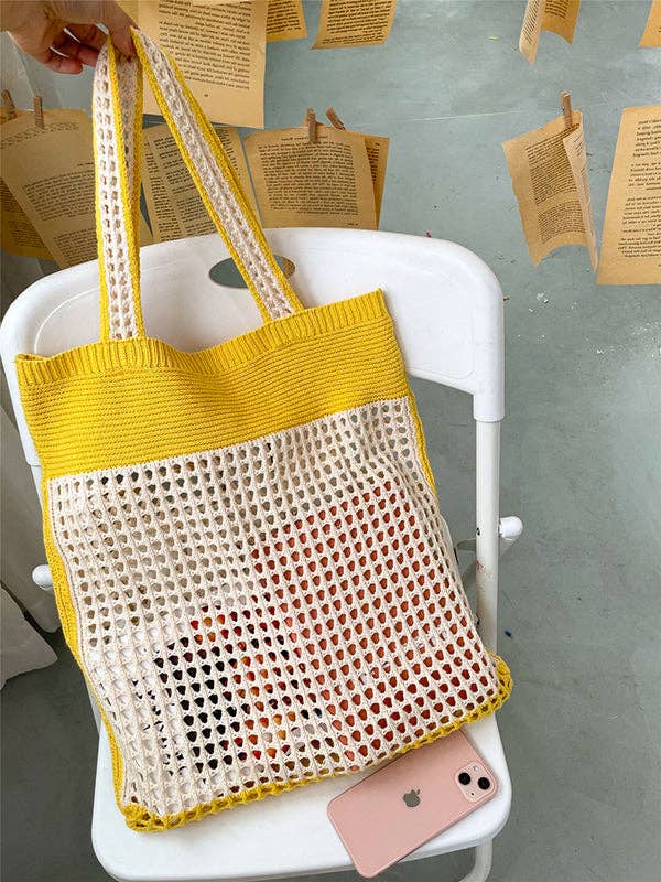 UZ Wholesale Store – wholesale Beach bag – Beach Contrast Color Hollow Bags Accessories1