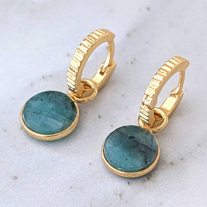The Circle Emerald Earrings for wholesale by Lapis London