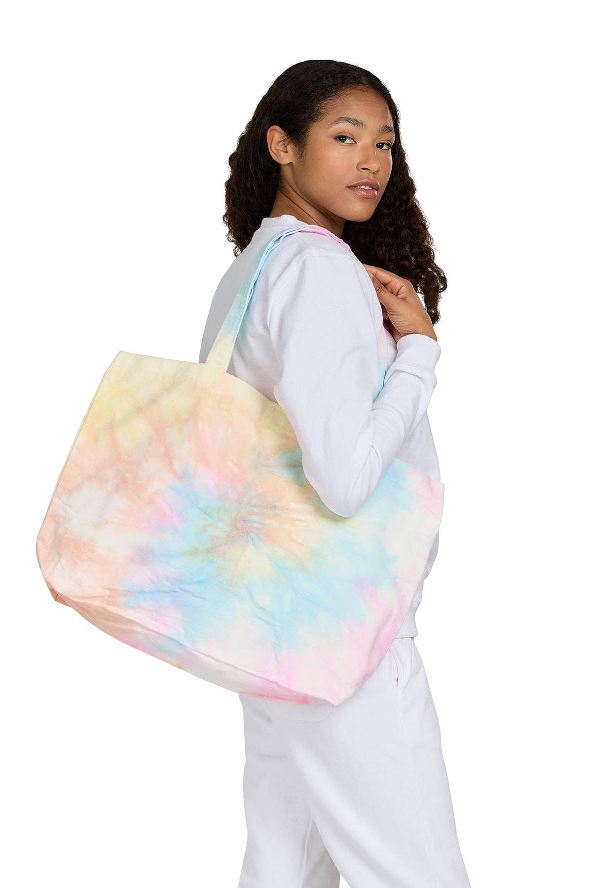 Multi Color Large Canvas Tie Dye Swirl Shopper for wholesale on Faire
