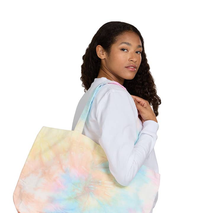 Multi Color Large Canvas Tie Dye Swirl Shopper for wholesale on Faire0