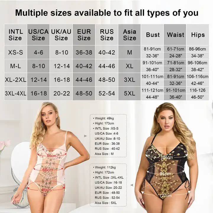 SugarQuoteMeNot LLC - Wholesale Lingerie bodysuit – Women's - Plus Flowered Lace Teddy5