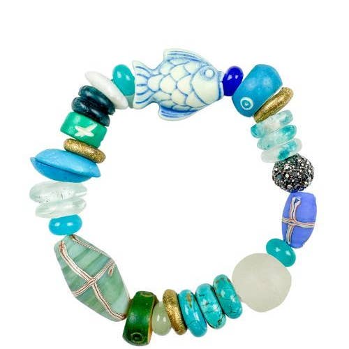 Twine & Twig – Pulseira de missangas por atacado – Pulseira de Pilha Intricada | Azul