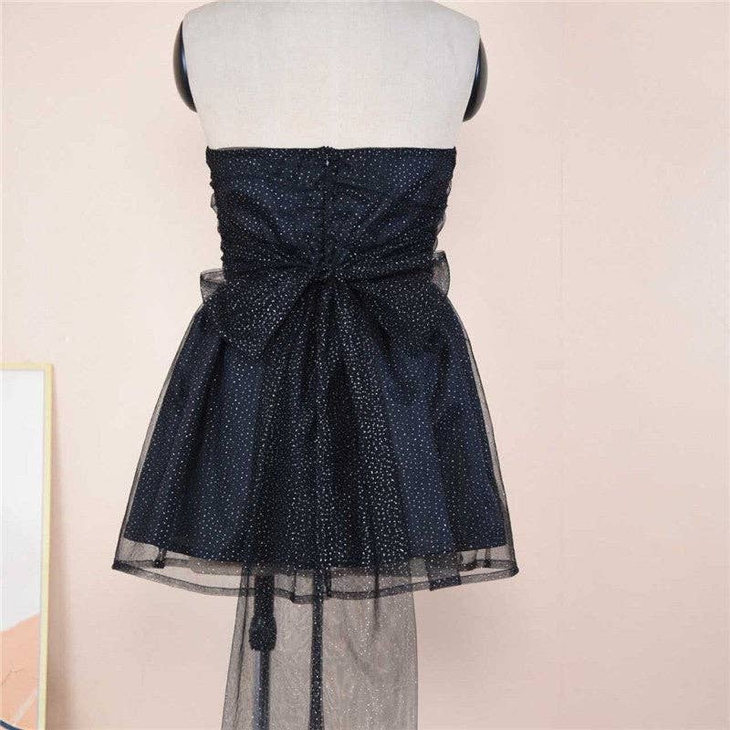 Sheer Trend - Wholesale Dress - Women's - Backless Puffy Short Dress With Off Shoulder Design0